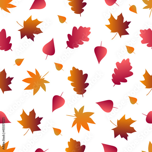 Obraz na płótnie Autumn pattern with leaves, vector illustration w salonie