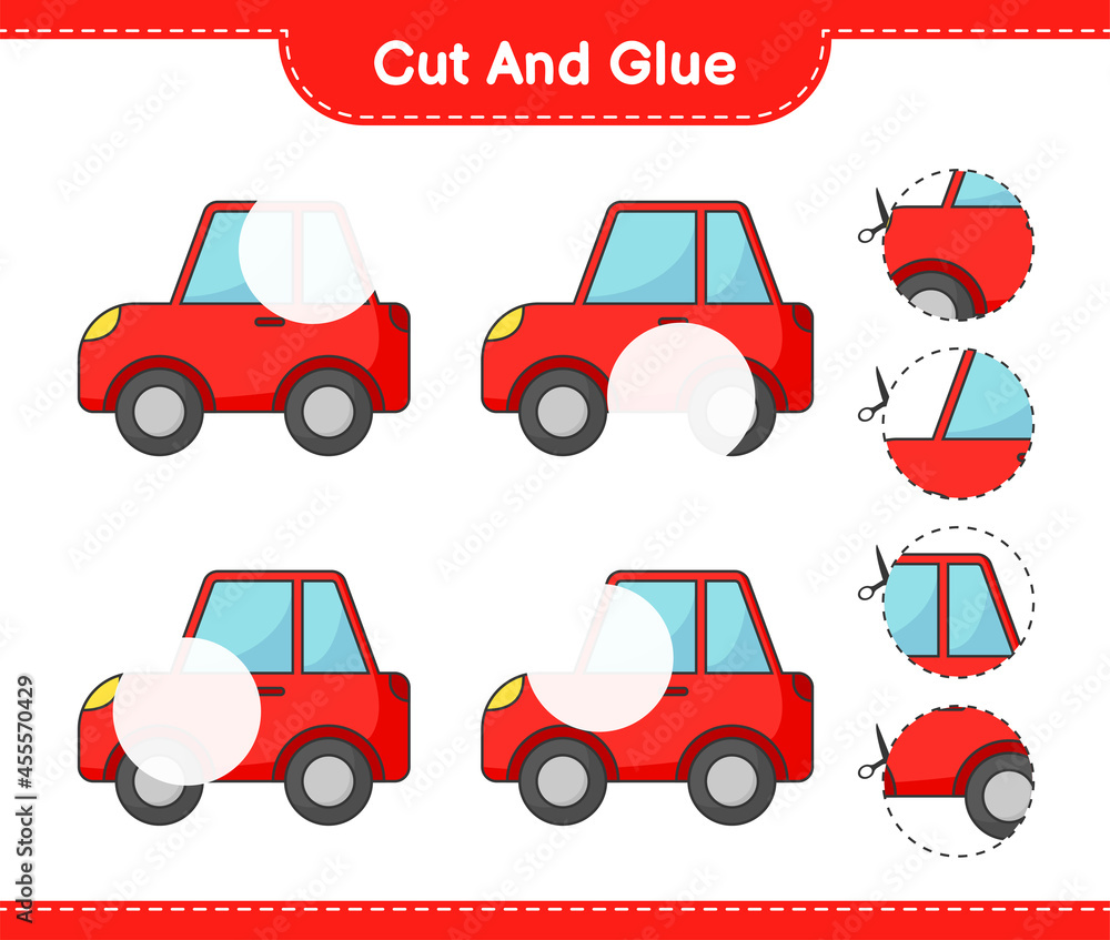 Εκτύπωση καμβά Cut and glue, cut parts of Car and glue them