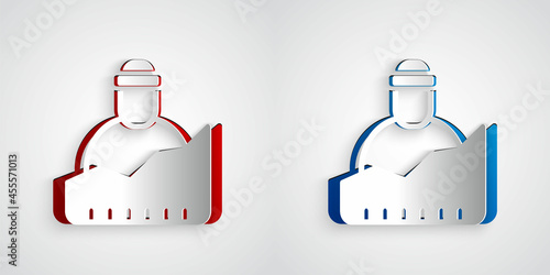 Paper cut Growth of homeless icon isolated on grey background. Homelessness problem. Paper art style. Vector