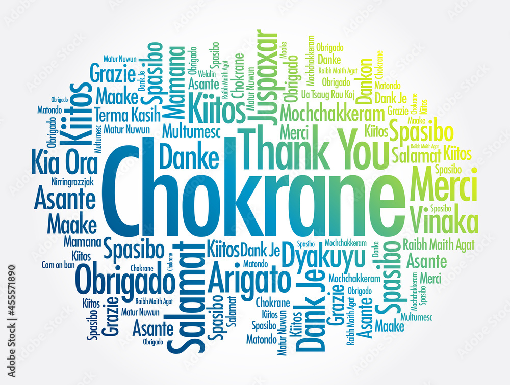 Fototapeta premium Chokrane (Thank You in Arabic - Middle East, North Africa) word cloud background in different languages
