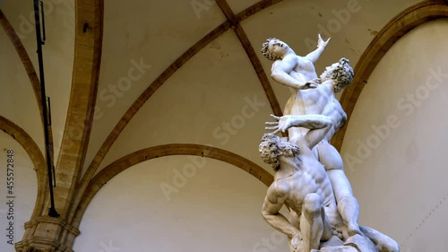 Ratto delle Sabine on Piazza della Signoria in the loggia of lanzi Florence
