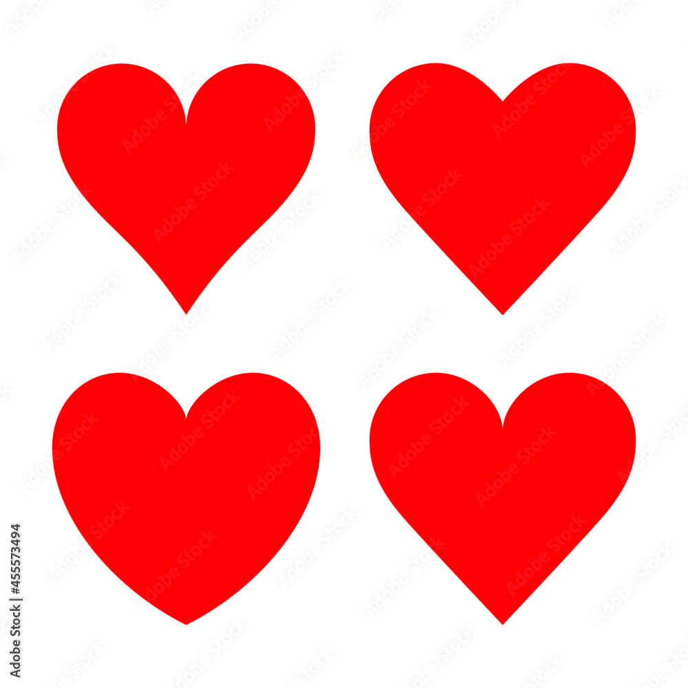 Four different red heart shape vector illustrations Four different red heart shape vector illustrations