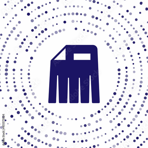 Blue Paper shredder confidential and private document office information protection icon isolated on white background. Abstract circle random dots. Vector