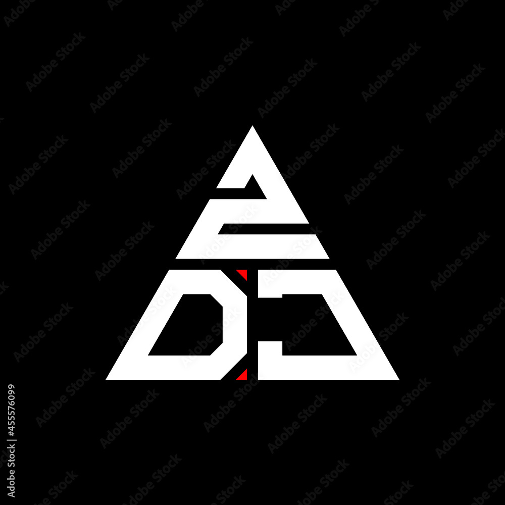 ZDJ triangle letter logo design with triangle shape. ZDJ triangle logo design monogram. ZDJ triangle vector logo template with red color. ZDJ triangular logo Simple, Elegant, and Luxurious Logo. ZDJ  - obrazy, fototapety, plakaty 