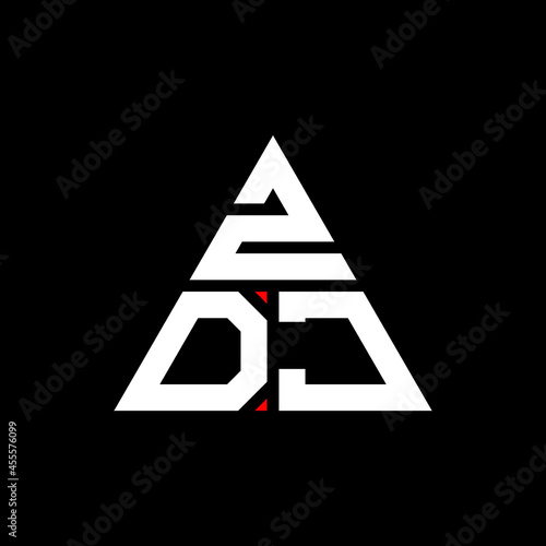 ZDJ triangle letter logo design with triangle shape. ZDJ triangle logo design monogram. ZDJ triangle vector logo template with red color. ZDJ triangular logo Simple, Elegant, and Luxurious Logo. ZDJ 