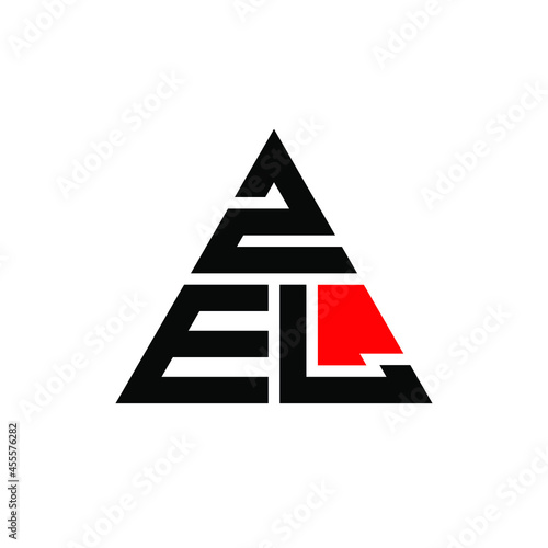 ZEL triangle letter logo design with triangle shape. ZEL triangle logo design monogram. ZEL triangle vector logo template with red color. ZEL triangular logo Simple, Elegant, and Luxurious Logo. ZEL 