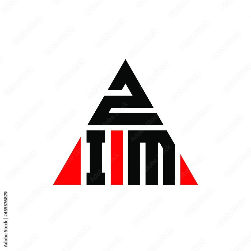 ZIM triangle letter logo design with triangle shape. ZIM triangle logo design monogram. ZIM triangle vector logo template with red color. ZIM triangular logo Simple, Elegant, and Luxurious Logo. ZIM  - obrazy, fototapety, plakaty 