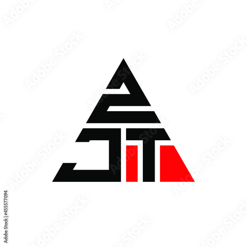 ZJT triangle letter logo design with triangle shape. ZJT triangle logo design monogram. ZJT triangle vector logo template with red color. ZJT triangular logo Simple, Elegant, and Luxurious Logo. ZJT 