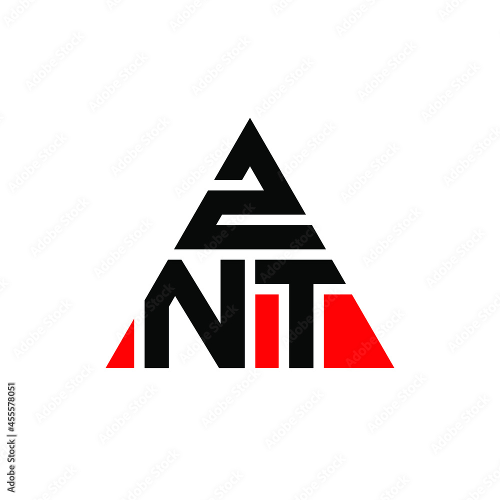 ZNT triangle letter logo design with triangle shape. ZNT triangle logo design monogram. ZNT triangle vector logo template with red color. ZNT triangular logo Simple, Elegant, and Luxurious Logo. ZNT 