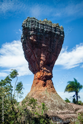 Brown rock formation in Vila Velha State Park in Ponta Grossa, Brazil photo