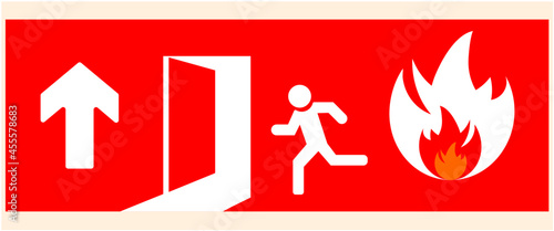Emergency exit door. The fire exit emergency door guides the safe exit. Security concept. Vector design eps 10.