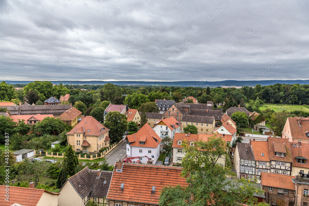 Quedlinburg, Germany. Scenic view of the city from the Schlossberg mountain