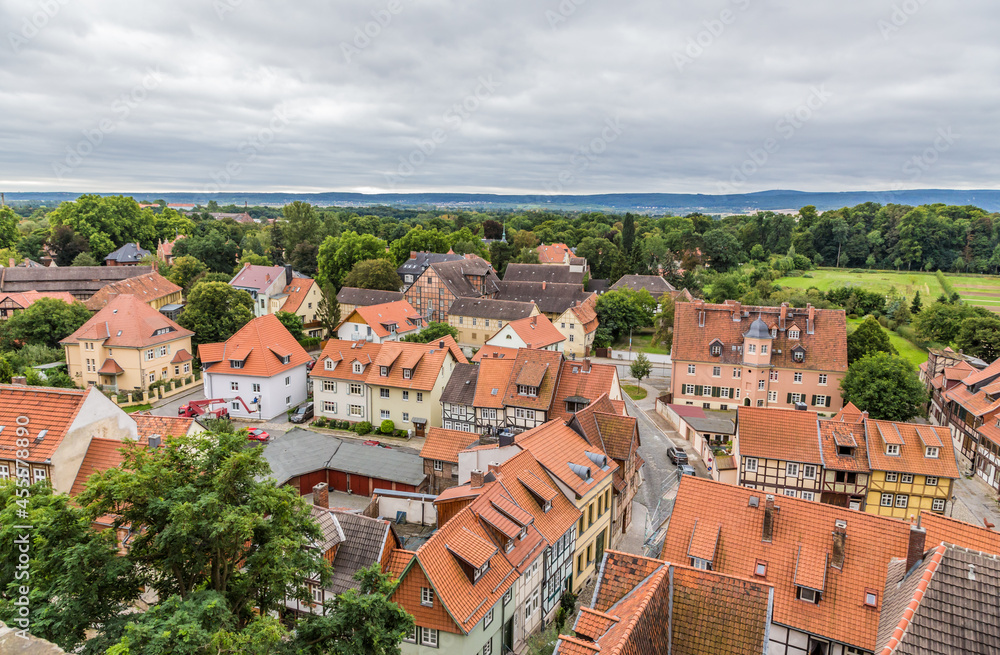 Quedlinburg, Germany. View of the city from the Schlossberg mountain