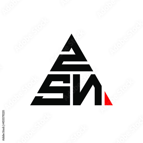 ZSN triangle letter logo design with triangle shape. ZSN triangle logo design monogram. ZSN triangle vector logo template with red color. ZSN triangular logo Simple  Elegant  and Luxurious Logo. ZSN 