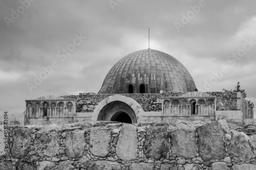 Monochrome photo of Umayyad Palace, Amman, Jordan photo