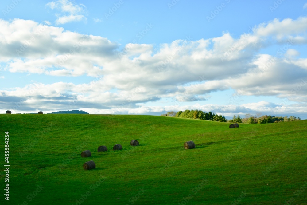 landscape with hay bales