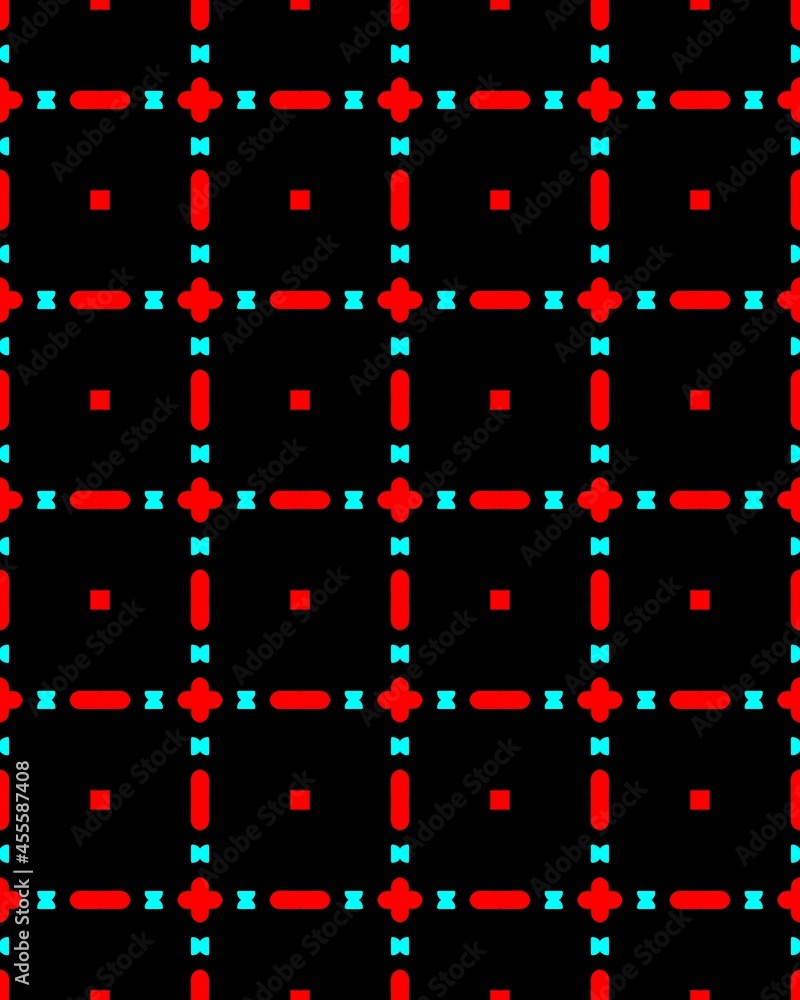 Seamless repeat pattern of black rectangles with white-red outlines and red dot in the middle Seamless repeat pattern of black rectangles with white-red outlines and red dot in the middle