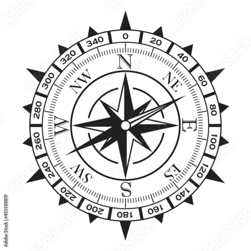 Vintage Rose of winds and compass logo