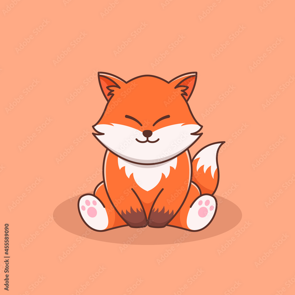 cute fox illustration in flat design cute fox illustration in flat design