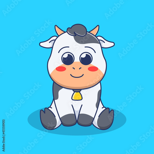 cute cow illustration in flat design