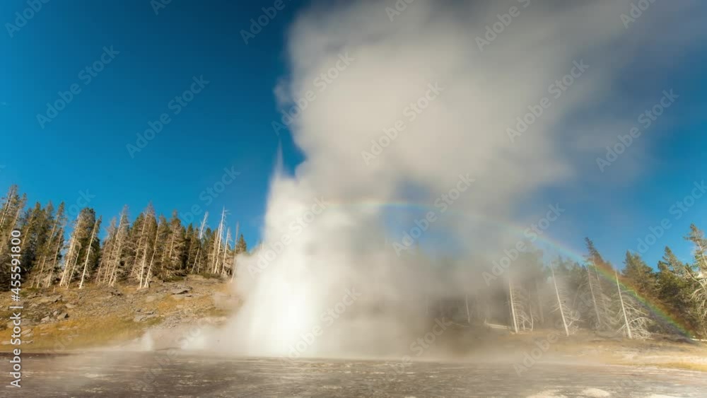 Lockdown Time Lapse Beautiful Shot Of Natural Rainbow From Geyser In Forest At Yellowstone National Park On Sunny Day Lockdown Time Lapse Beautiful Shot Of Natural Rainbow From Geyser In Forest At Yellowstone National Park On Sunny Day