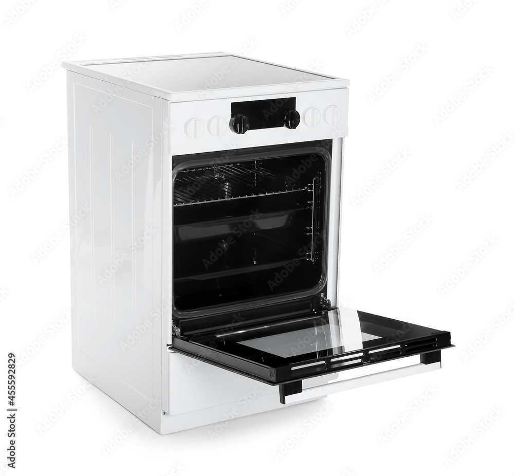 Fototapeta premium Modern electric oven on white background
