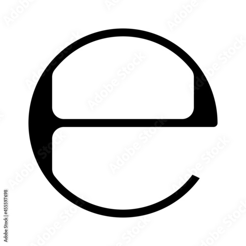 estimated e mark glyph icon vector. estimated e mark sign. isolated contour symbol black illustration
