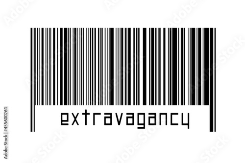 Digitalization concept. Barcode of black horizontal lines with inscription extravagancy photo