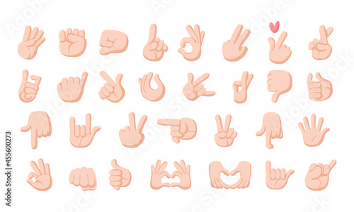 Set of hands doing sign language Vector illustration
