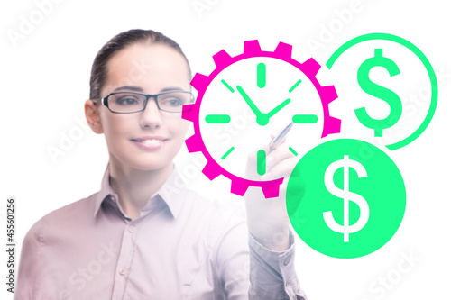Businesswoman in time is money concept