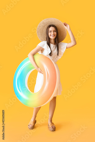 Young woman with inflatable...