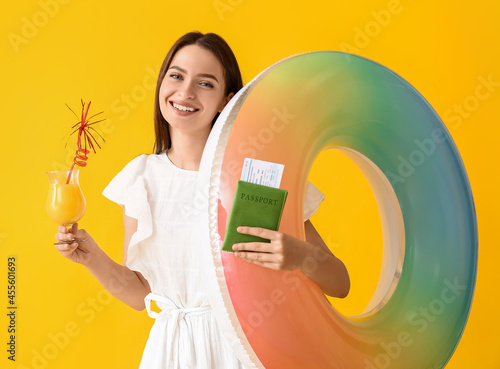 Young woman with inflatable...