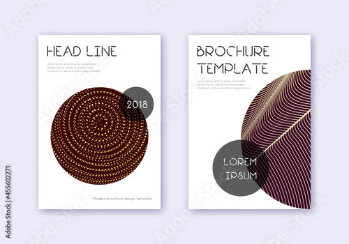 Trendy cover design template set. Gold abstract li