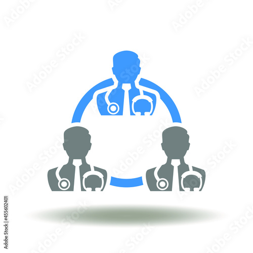 Doctors network structure or flowchart vector illustration. Medical delegate icon. Medicine delegation and organization work symbol.