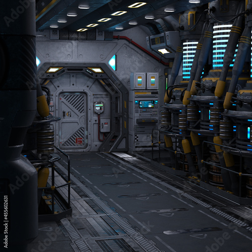 Принти на полотні 3D-illustration of a large corridor in a science fiction starship