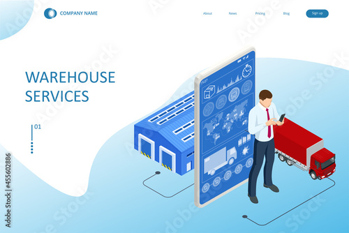 Isometric Logistics and Warehouse. Modern Warehouse Storage. Logistic Delivery Service Concept