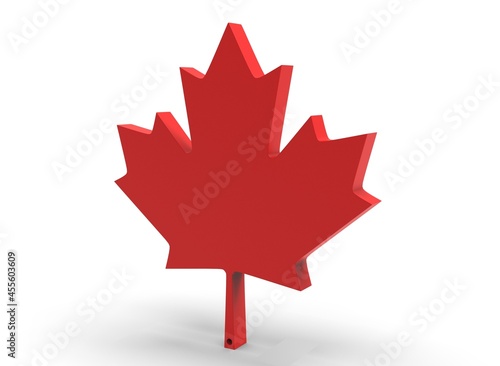 Canadian maple leaf on white bacground 3d-rendering