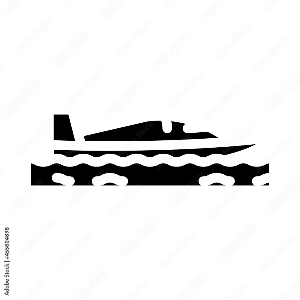 powerboating water sport glyph icon vector. powerboating water sport sign. isolated contour symbol black illustration