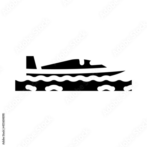 powerboating water sport glyph icon vector. powerboating water sport sign. isolated contour symbol black illustration