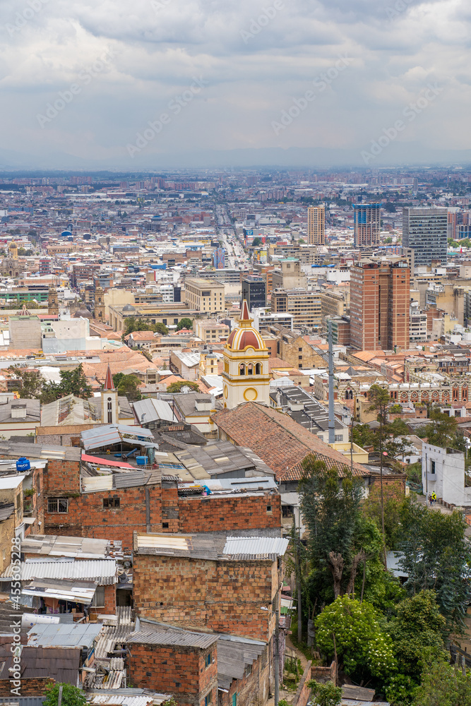 Bogota, Colombia, September 4, 2021, the Egipto district. View of the Egipto district and its church