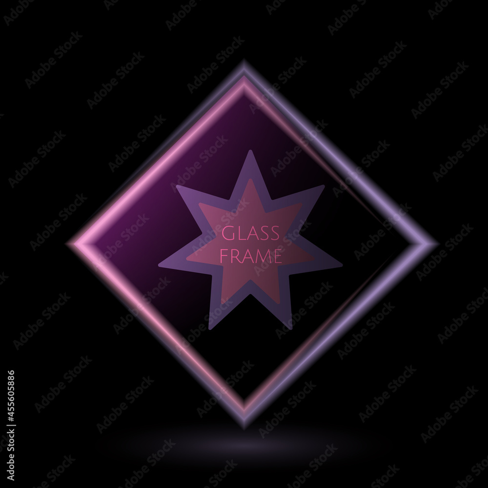 Obraz premium Vector glass glossy luxury frame on dark background, abstract illustration