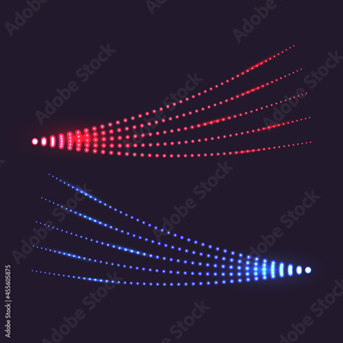 Abstract hot and cold air conditioning, cooling and heating air flows blowing. Red and blue abstract light trails vector illustration