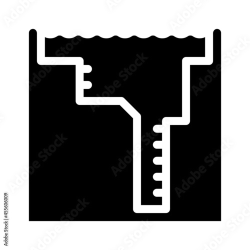 freediving water pool glyph icon vector. freediving water pool sign. isolated contour symbol black illustration