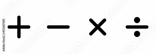 basic mathematical icon, basic mathematical symbol plus sign, minus sign, division sign, multiplications sign vector symbol icon photo