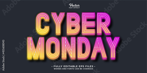 cyber monday sale text effect fully editable vector image	