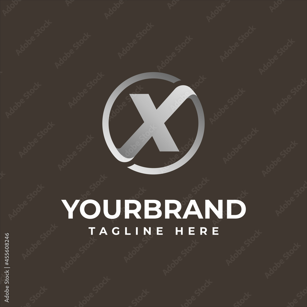 silver circle with Letter X Logo design, vector illustration silver circle with Letter X Logo design, vector illustration