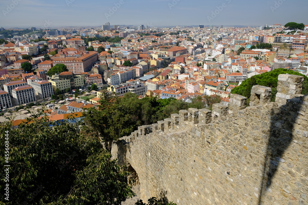 Portugal Lisbon - Profile  of Castle of Sao Jorge view to historical centre