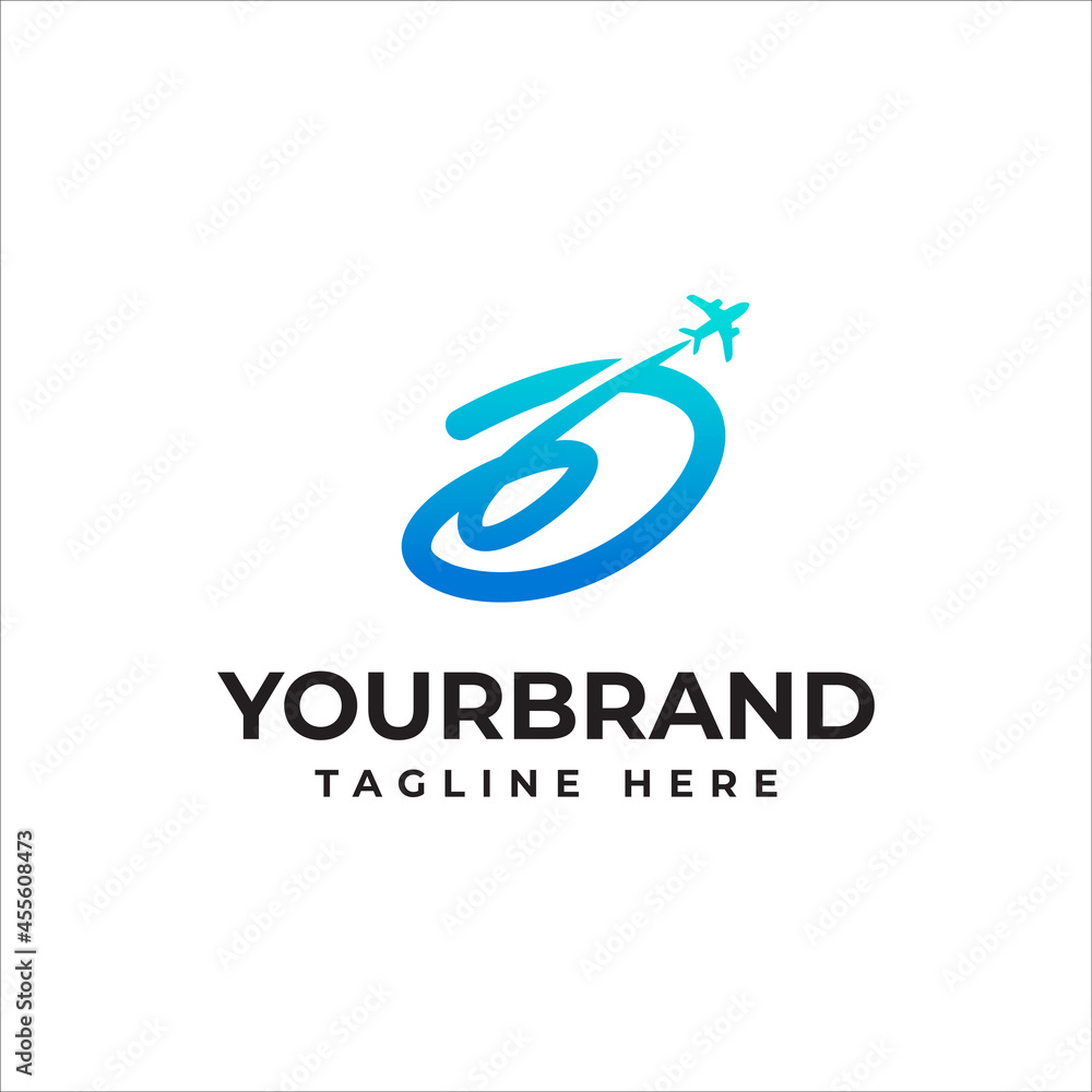 Letter D travel logo icon with Airplane. vector illustration Letter D travel logo icon with Airplane. vector illustration