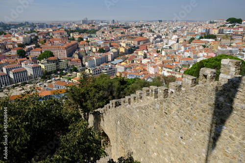 Portugal Lisbon - Profile of Castle of Sao Jorge view to historical centre