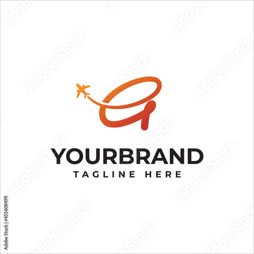 G fly travel company logo. Business travel logo design with letter G . vector template